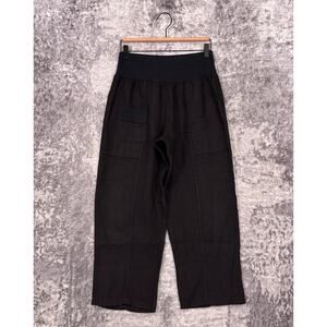 Inizio Linen Pants Medium Womens Black Lagenlook Pocketed Crop